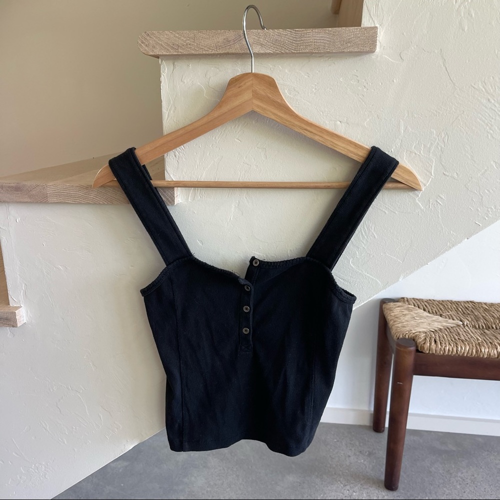 Abercrombie & Fitch Black Button Front Tank Small